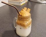 A picture of step 3 of Dalgona whipped coffee.