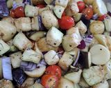 A picture of step 3 of Leg of lamb, baked brinjals and potatoes.