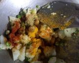 A picture of step 7 of Aloo (potato) matar (peas) less oil kachodis.