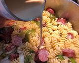 A picture of step 4 of Baked Pasta with Cheddar Cheese and Smoked Beef Sausage.