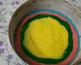 A picture of step 5 of Holi special Vanilla colourful cake.