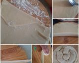 A picture of step 7 of White chapati (oiled thrice and rolled out twice).