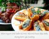 Hình bước làm 3 của món Xôi mít hoa đậu biếc dùng kèm gà nướng