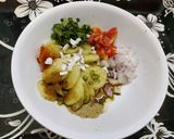 A picture of step 1 of Khatta Aloo Kata.