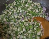 A picture of step 3 of Bhendichi Bhaji (Maharashtrian Style Bhindi/ Okra).