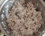 A picture of step 1 of Coconut badami laddu.