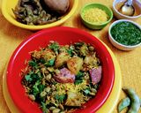 A picture of step 7 of Undhiya chat.