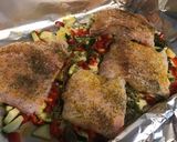 Une image de l'étape 9 de Filets de julienne au thym frais, courgette et poivron rouge.