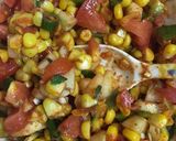A picture of step 2 of Corn masala chaat.