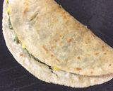 A picture of step 5 of Mexican spinach corn and cheese quesadilla.