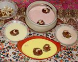 A picture of step 18 of Gulab jamun with Rabri rose flavour and in butter scotch, vanilla, rajbhog flavour.