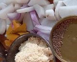 A picture of step 2 of Radish(mooli) with Besan.