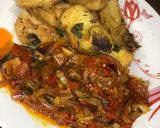 A picture of step 4 of Golden yam fried in egg with sauce🍽.