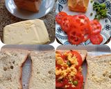 A picture of step 2 of Cheese and Tomato Grilled Sandwich with French Fries.