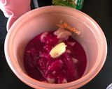 Foto langkah ke 10 dari resep Mpasi 6month bubur beras merah saus naga with ub + chia seed.