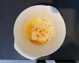 A picture of step 2 of Portuguese custard tarts (natas)with blood orange caramel.