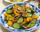小黃瓜甜椒炒肉絲的食譜步驟6照片