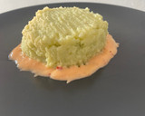Foto del paso 4 de la receta: Timbal de Patata con Salsa de Aguacate, Langostinos al Ajillo y Champiñones en Dos Texturas 🦐