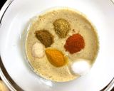 A picture of step 1 of Indrahar ki Kadhi (Madhya Pradesh Cuisine in a Fusion style).