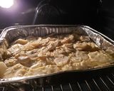 A picture of step 5 of Holmstead Cookin': Baked Onion & Garlic Scalloped Potates.