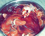 A picture of step 2 of Kaleji Masala or Liver Masala.