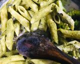 A picture of step 4 of Creamy Pesto pasta baked with broccoli.