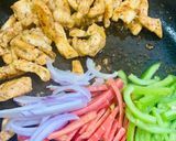 A picture of step 2 of Chicken Fajita wrap.