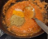 A picture of step 7 of Corn paneer capsicum curry.