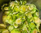 A picture of step 2 of Brussels Sprouts with Pasta. One-Pot Pasta.