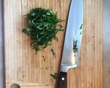 A picture of step 1 of La-di-da duck egg & wild garlic omelette.