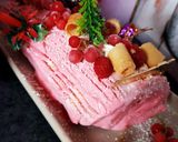 Une image de l'étape 10 de Bûche bavaroise de Noël aux framboises et verrines mousses aux framboises 😋#recettesdefete.