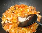A picture of step 7 of Tomato mushroom tofu soup.