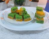 A picture of step 8 of Tri colour coconut 🥥burfi/tiranga recipe independence day.
