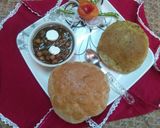 A picture of step 7 of White chana with methi poori /Ajwain poori.