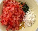 A picture of step 1 of Tomato Salad with Corn, Feta, and Mint.