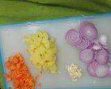 A picture of step 1 of Red Lentil soup.