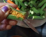 A picture of step 1 of Kurkuri bhindi.