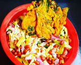 A picture of step 4 of Muri makha followed by spinach fry.