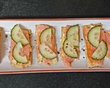 A picture of step 2 of My pineapple + Almond Roulè with Smoked Salmon on cracker #Snack.