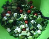 A picture of step 1 of Wifey’s favorite Greek Salad.