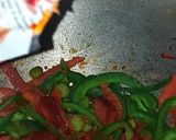 A picture of step 3 of Pasta with green veggies and schezwan chutney.
