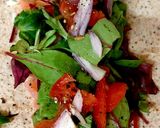 A picture of step 3 of My Salmon + Salad with Healthy Wrap. 😉.