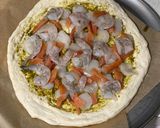 A picture of step 2 of Seafood Pizza.