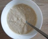 A picture of step 4 of Banana pancake (no milk/ no egg) with sourdough starter discard.