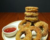 A picture of step 8 of Stuffed Onion Rings.