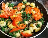 A picture of step 4 of Aloo Beans sabji.