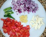 A picture of step 1 of Mung dal (splits) masala.