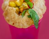 A picture of step 4 of Masala papad cone.