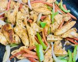 A picture of step 2 of Chicken Fajita wrap.