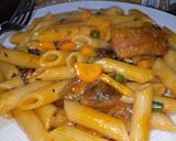 A picture of step 6 of Penne Jollof.